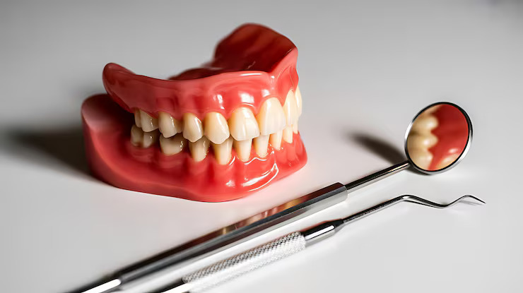 Dental model with dentures